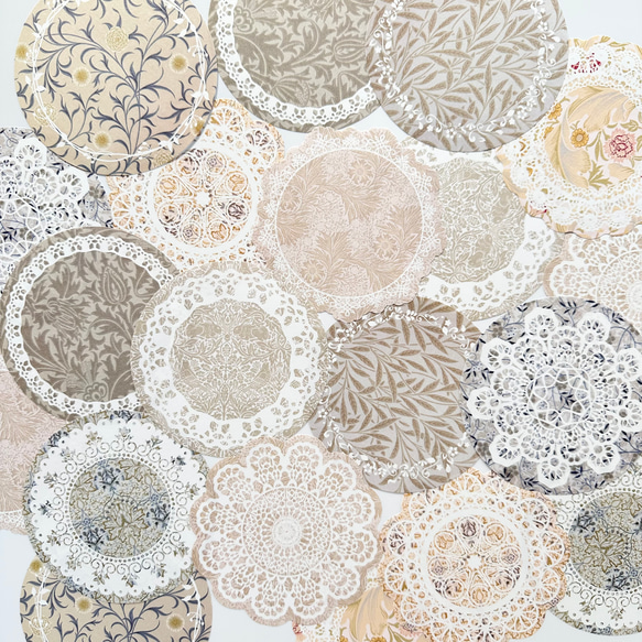 デザインペーパー　beige lace flower　30枚 2枚目の画像
