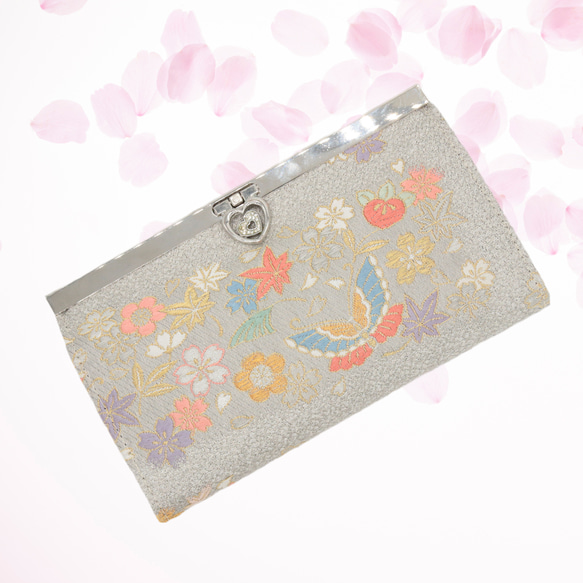 新作 がま口長財布 春財布 正絹袋帯 和装小物 卒業式・入学式にも  