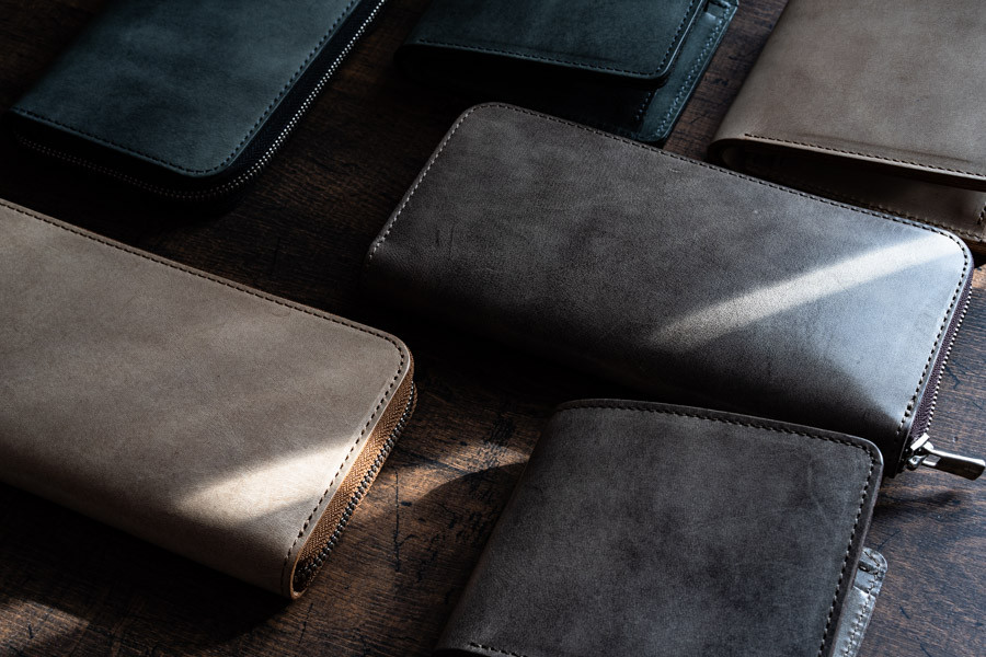 色ムラ ホワイトワックス 長財布【PELLEZA】ラウンドファスナー 革 メンズ 栃木レザー 本革 YKK エクセラ