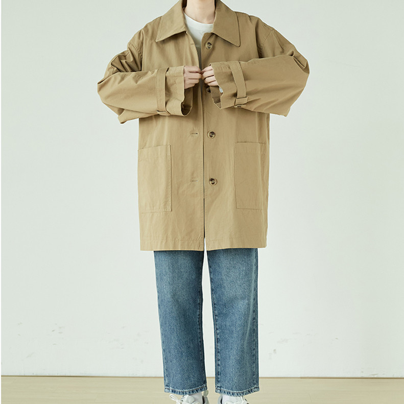 春新作カジュアルゆったりシャコー上質なコットンオーバーサイズのコートジャケット 2303-12