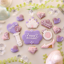 【アイシングクッキー】　プリンセス　アイドル　推しカラー　推しの誕生日　ステッキ　名入れ　誕生日 4枚目の画像