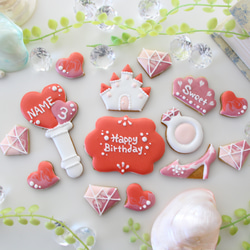 【アイシングクッキー】　プリンセス　アイドル　推しカラー　推しの誕生日　ステッキ　名入れ　誕生日 5枚目の画像