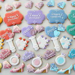 【アイシングクッキー】　プリンセス　アイドル　推しカラー　推しの誕生日　ステッキ　名入れ　誕生日 14枚目の画像