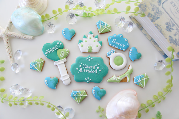 シンデレラ　【アイシングクッキー】　プリンセス　青　水色　誕生日　オーダー　通販　人気 8枚目の画像