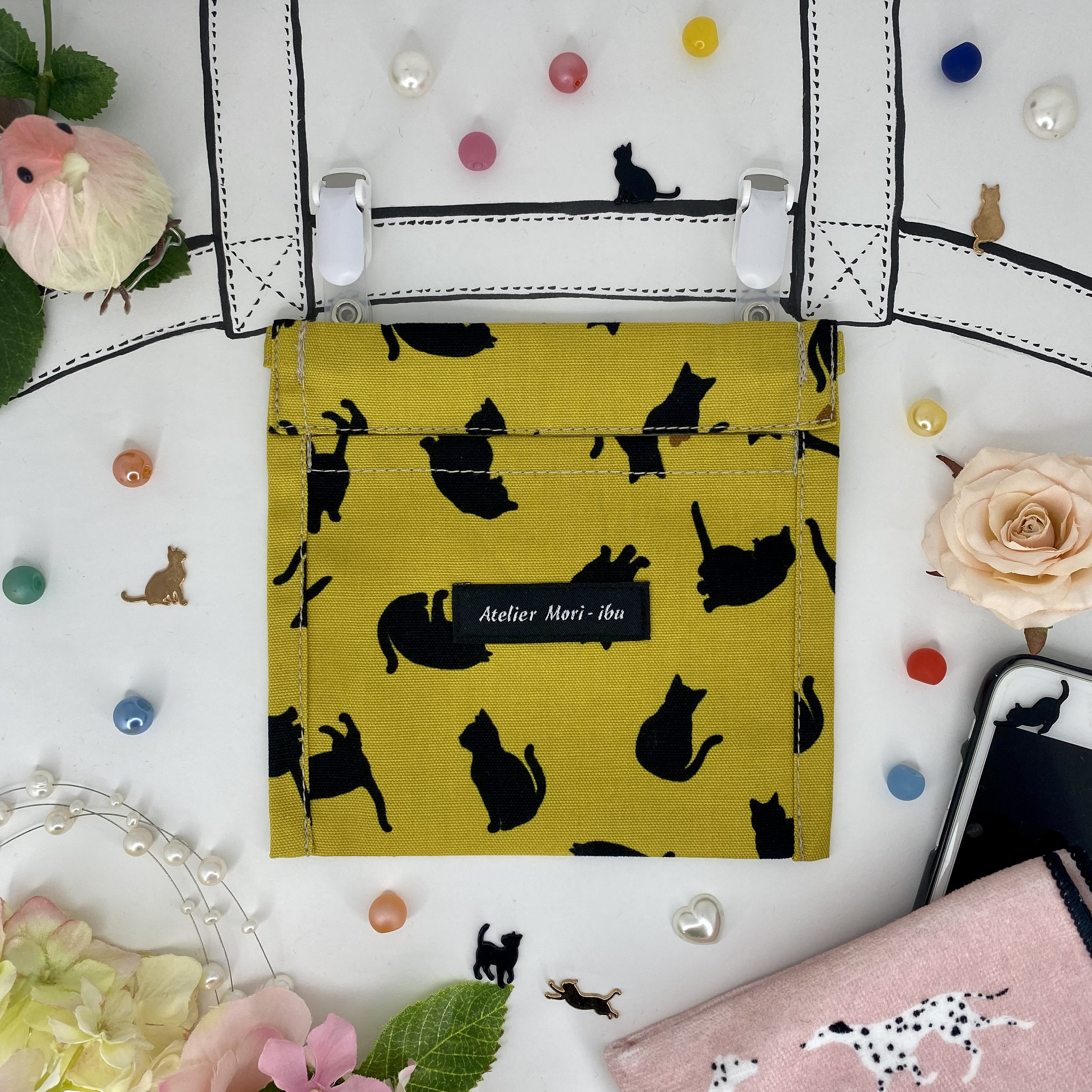 ハンドメイド　ミニポケットトートバッグ　rosy　289
