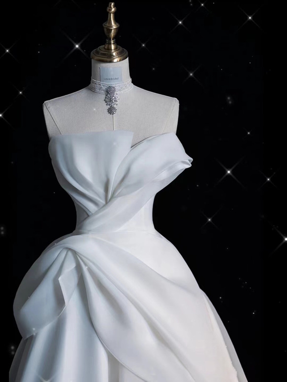 オフショルダードレス　チューブ　ウェディングドレス バスト ウエスト ヒップ