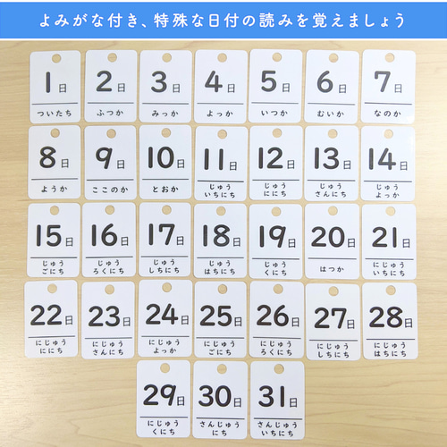 みにーさん 前向き日めくりカレンダー 知育シンプル版 お支度ボード保育療育 シンプル】前向き日めくりカレンダー（A4ボード） 知育 視覚支援