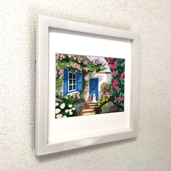 「ローズハウス06」透明水彩画　原画　風景画　額縁付　２Lサイズ 3枚目の画像