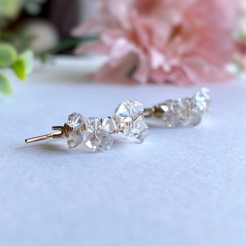 MATEO♦14K パールダイヤモンドフープ ピアス MATEO 14Kゴールド マザーオブパール ダイヤモンド