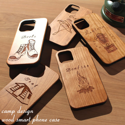 おしゃれな木製 iphoneケース キャンプ シリーズ スマホ カバー 15 14 13 pro 12 se ウッド 1枚目の画像