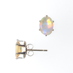 "宝石質" オパール silver925 スタッドピアス オーバルカット ギフト対応 2枚目の画像