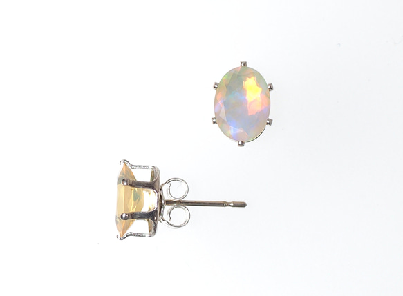 "宝石質" オパール silver925 スタッドピアス オーバルカット ギフト対応 2枚目の画像