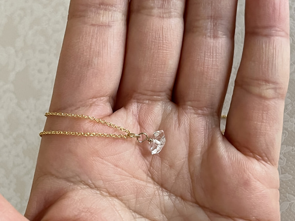 ハーキマーダイヤモンドのネックレス　14kgf 3枚目の画像