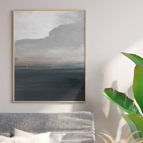アートポスター 抽象アート グレー ベージュ 海 北欧モダン ミニマル