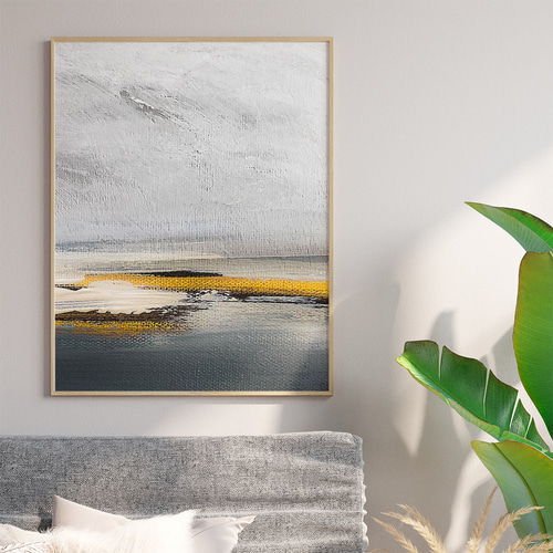 アートポスター 抽象アート グレー ベージュ 海 北欧モダン ミニマル