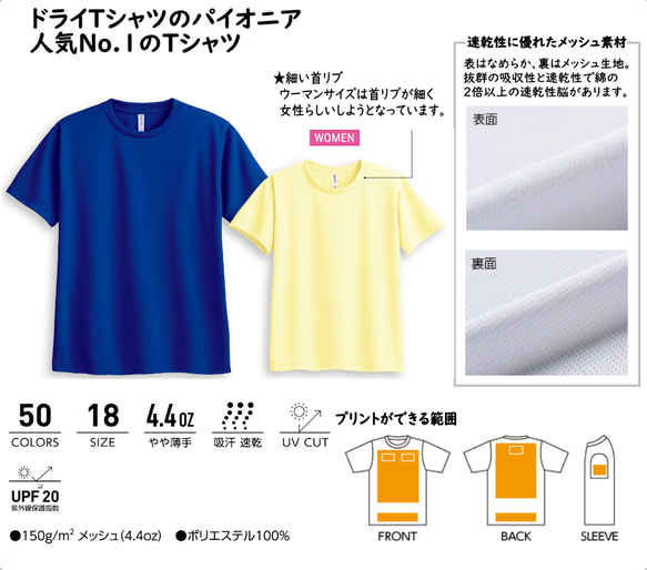 【ドライTシャツ】スポーツ・クラT・部活t・お揃いに！メンズ/レディース/キッズ 2枚目の画像