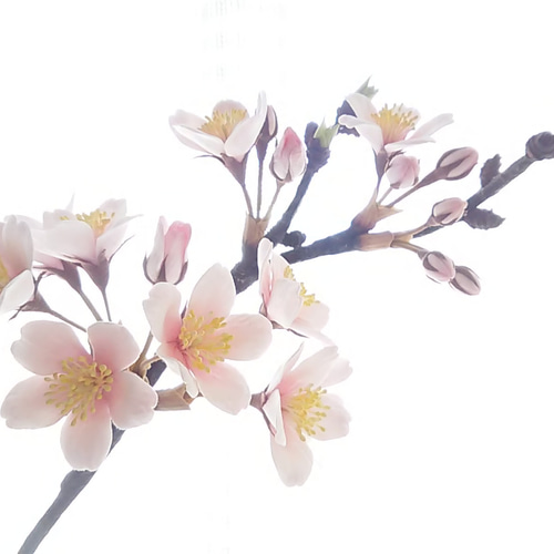 受注制作》❁クレイフラワーの桜1本・インテリアフラワー