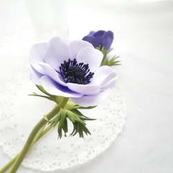 ❁粘土花海葵 3 件套（白色、紫色）、室內花、花瓶 ❁ 第6張的照片
