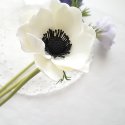 ❁粘土花海葵 3 件套（白色、紫色）、室內花、花瓶 ❁ 第5張的照片