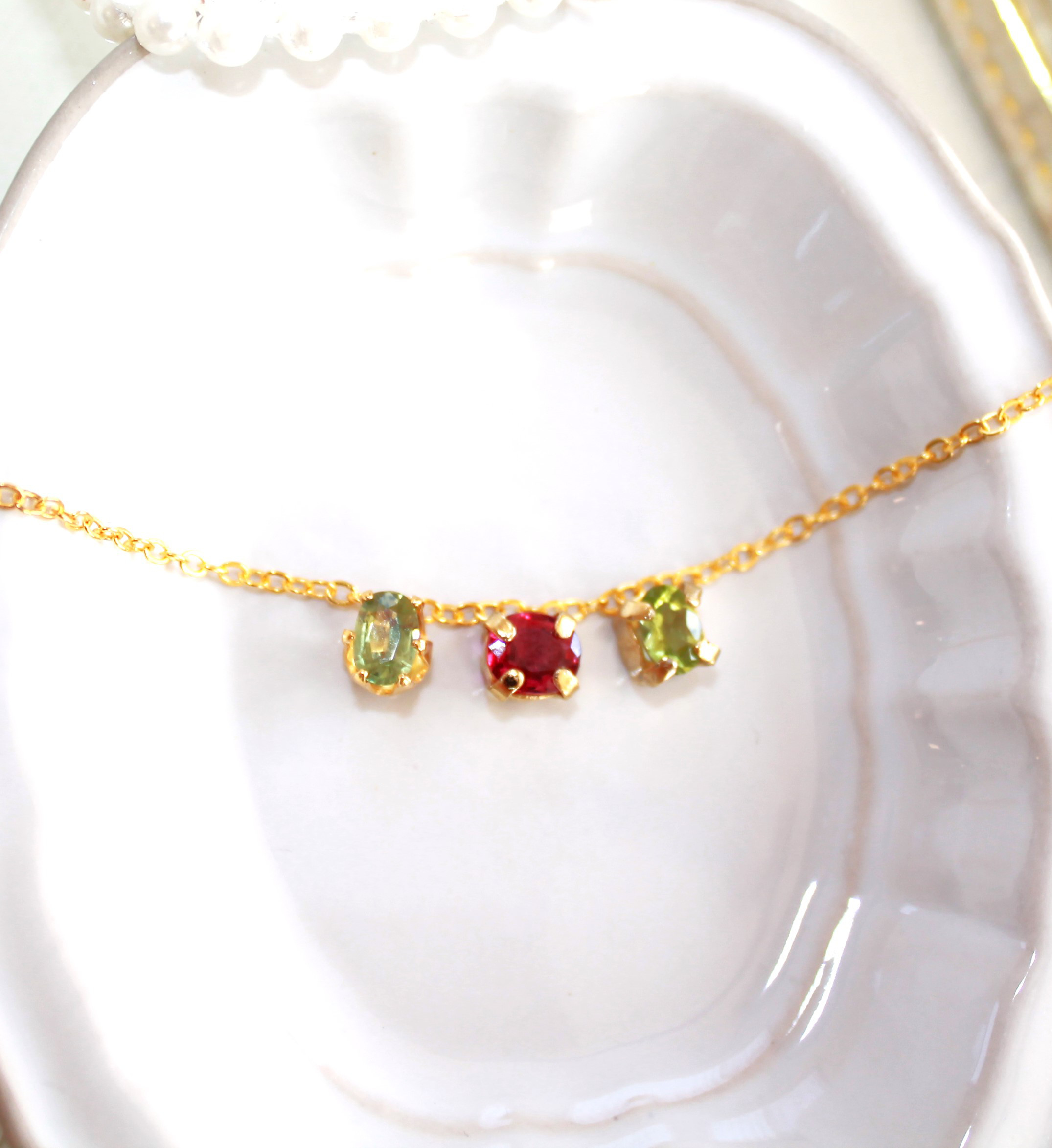 - choi kawa design ２ - Sapphire & Ruby & Peridot Necklace