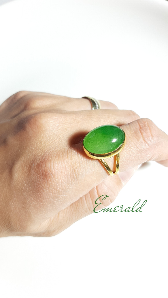 最新作★『   Emerald　』の世界でひとつの天然石リング 6枚目の画像