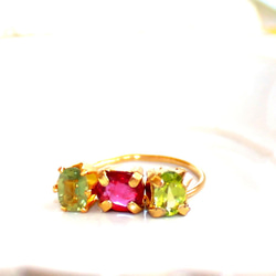 - botanical stone - Color Sapphire & Ruby & Peridot Ring 2枚目の画像