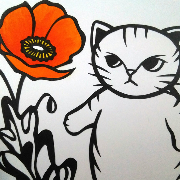 【切り絵】原画　A5サイズ　Poppy3 2枚目の画像