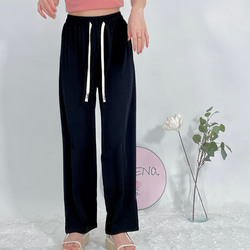 【2023新作】韓国ファッション　UVカット美脚パンツ　ブラック【M/L/XL】 7枚目の画像