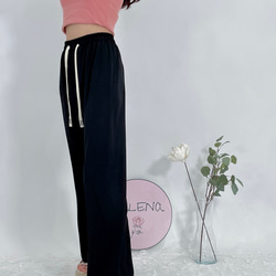 【2023新作】韓国ファッション　UVカット美脚パンツ　ブラック【M/L/XL】 3枚目の画像