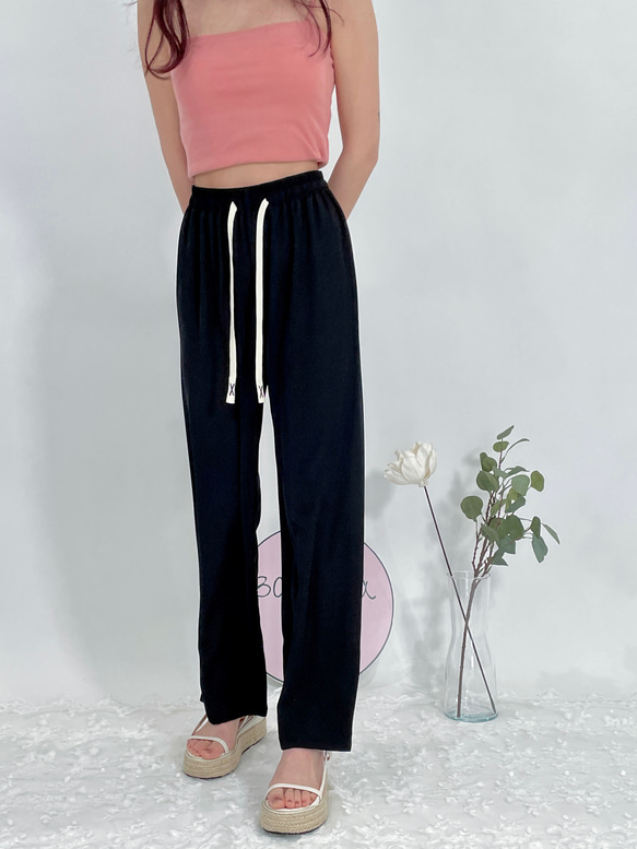 【2023新作】韓国ファッション　UVカット美脚パンツ　ブラック【M/L/XL】 2枚目の画像