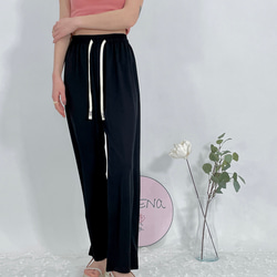 【2023新作】韓国ファッション　UVカット美脚パンツ　ブラック【M/L/XL】 16枚目の画像