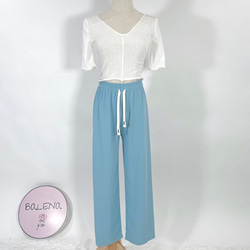 【2023新作】韓国ファッション　UVカット美脚パンツ　ブルー【M/L/XL】 7枚目の画像