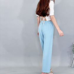 【2023新作】韓国ファッション　UVカット美脚パンツ　ブルー【M/L/XL】 12枚目の画像