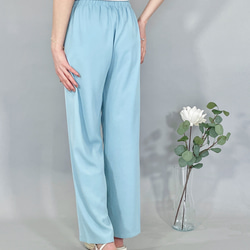 【2023新作】韓国ファッション　UVカット美脚パンツ　ブルー【M/L/XL】 4枚目の画像