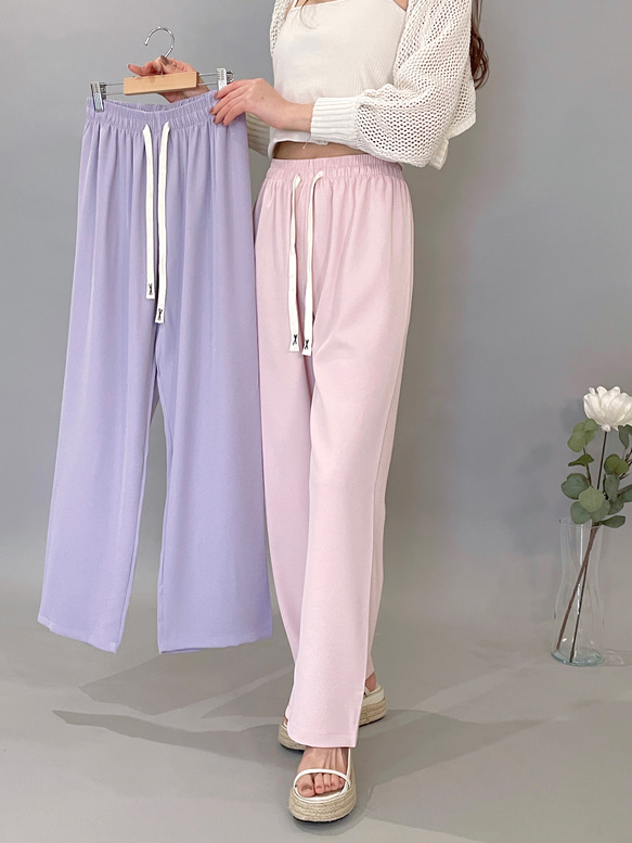 【2023新作】韓国ファッション　UVカット美脚パンツ　ピンク【M/L/XL】 4枚目の画像