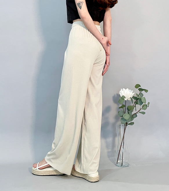 【2023新作】韓国ファッション　UVカット美脚パンツ　アイボリー【M/L/XL】 14枚目の画像