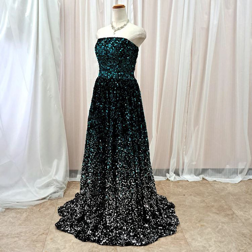 カラードレス スパンコールドレス 豪華 ロングドレス ステージ衣装