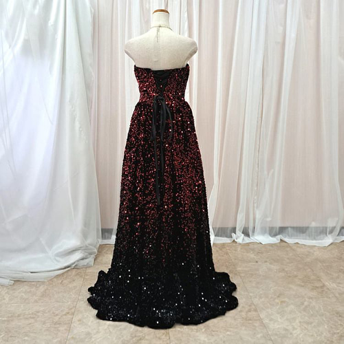 スパンコール　バイカラードレス 総スパンコールタイトミニドレス/山崎みどり - カラードレス