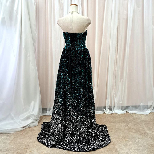 カラードレス スパンコールドレス 豪華 ロングドレス ステージ衣装