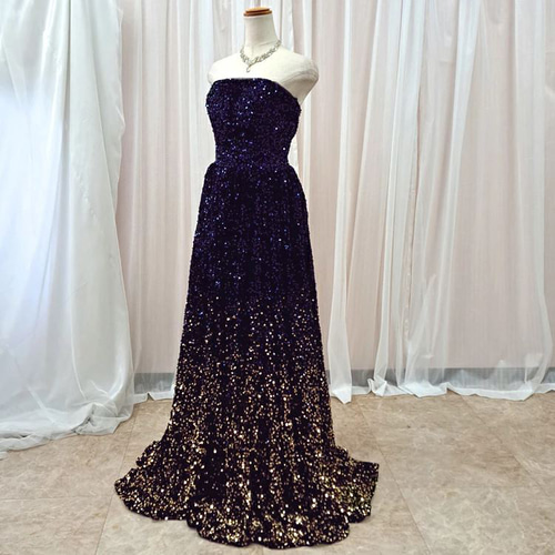 カラードレス スパンコールドレス 豪華 ロングドレス ステージ衣装