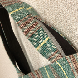 手織り布でできた、柔らかサブバッグ（緑系の2種） 8枚目の画像