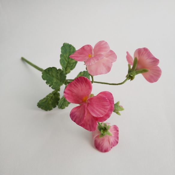 マノビオラ　ピンク　粘土の枯れないビオラピック  樹脂粘土の花   送料無料 10枚目の画像