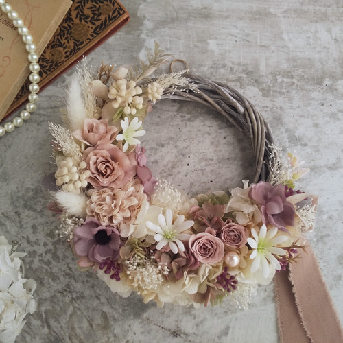 プリザーブドフラワー♡お昼寝メェちゃんのリース