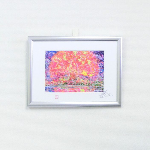 彩原画 「桜咲く」A4 純金箔 純銀箔 額サイズ 46×34㎝ パワー