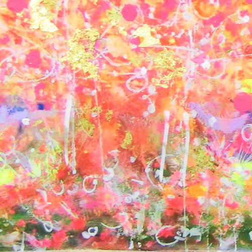 彩原画 「桜咲く」A4 純金箔 純銀箔 額サイズ 46×34㎝ パワー