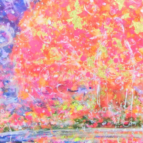額付風水開運絵画＊金箔貼 霊峰 金富士~白金霞~金運 金持ち 邪気