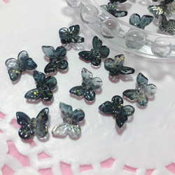 10個　クリア　ガラスビーズ　蝶々　ブラック　グレー　ゴールド　アモール 2枚目の画像