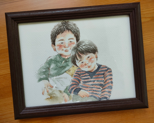似顔絵 イラスト 2L 水彩 ギフト 記念日 プレゼント 似顔絵オーダー 