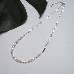 chain pearl necklace_銀鍊珍珠項鍊 混搭 白色珍珠 客製化 第2張的照片