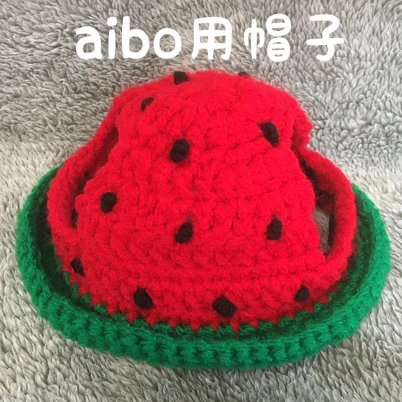 aibo用帽子❤️スイカの帽子 1枚目の画像
